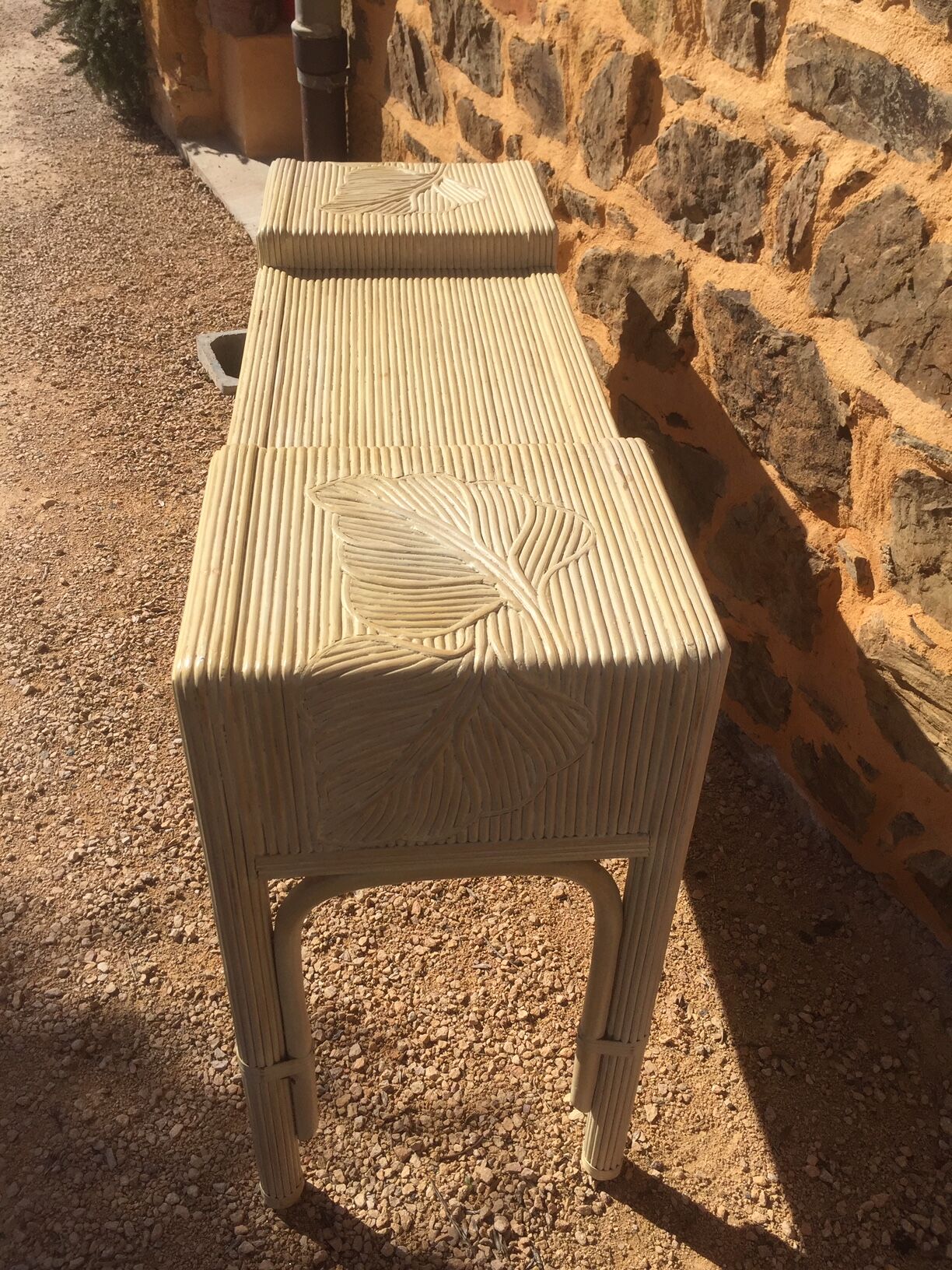 Console wood imitation rattan