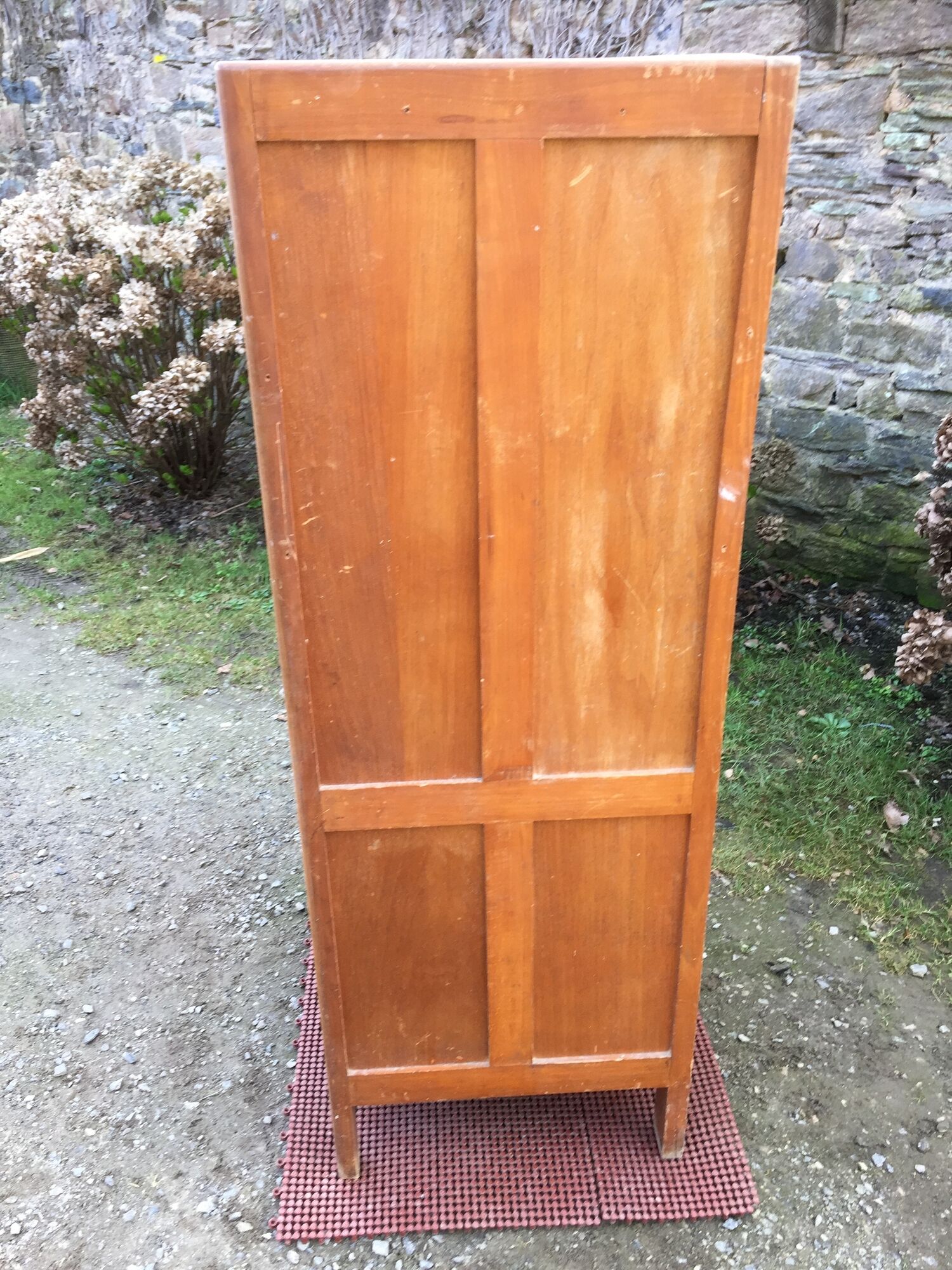 Vintage wardrobe with compass feet in beech