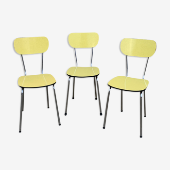 3 chaises Formica jaune 1950