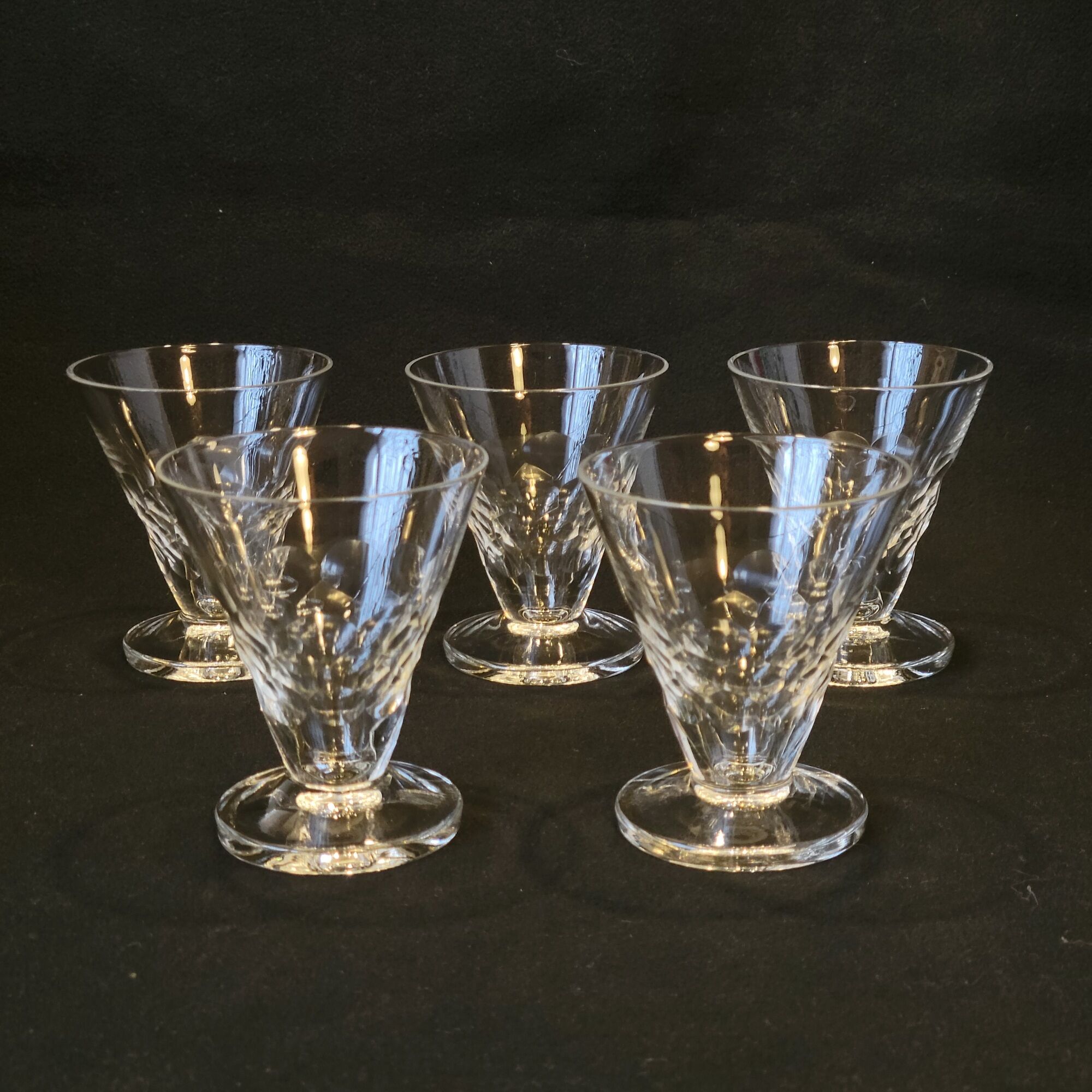 5 old glasses 1930 Verrerie Doyen Belgium model Lido faceted