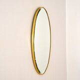 Brass 1960's vintage oval mirror, 36x61cm