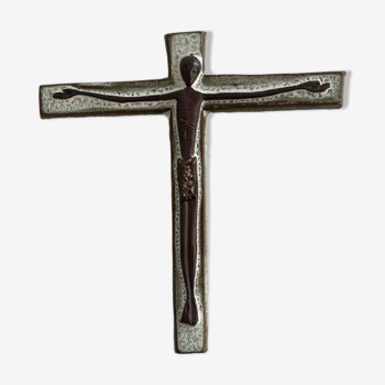 Ceramic Cross from Perignem, Belgium, 1960s.