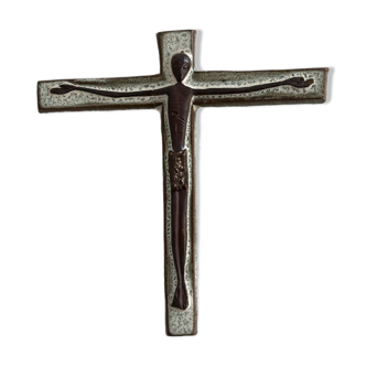 Ceramic Cross from Perignem, Belgium, 1960s.