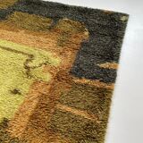Tapis abstrait scandinave multicolore à poils hauts rya, suède, années 1960
