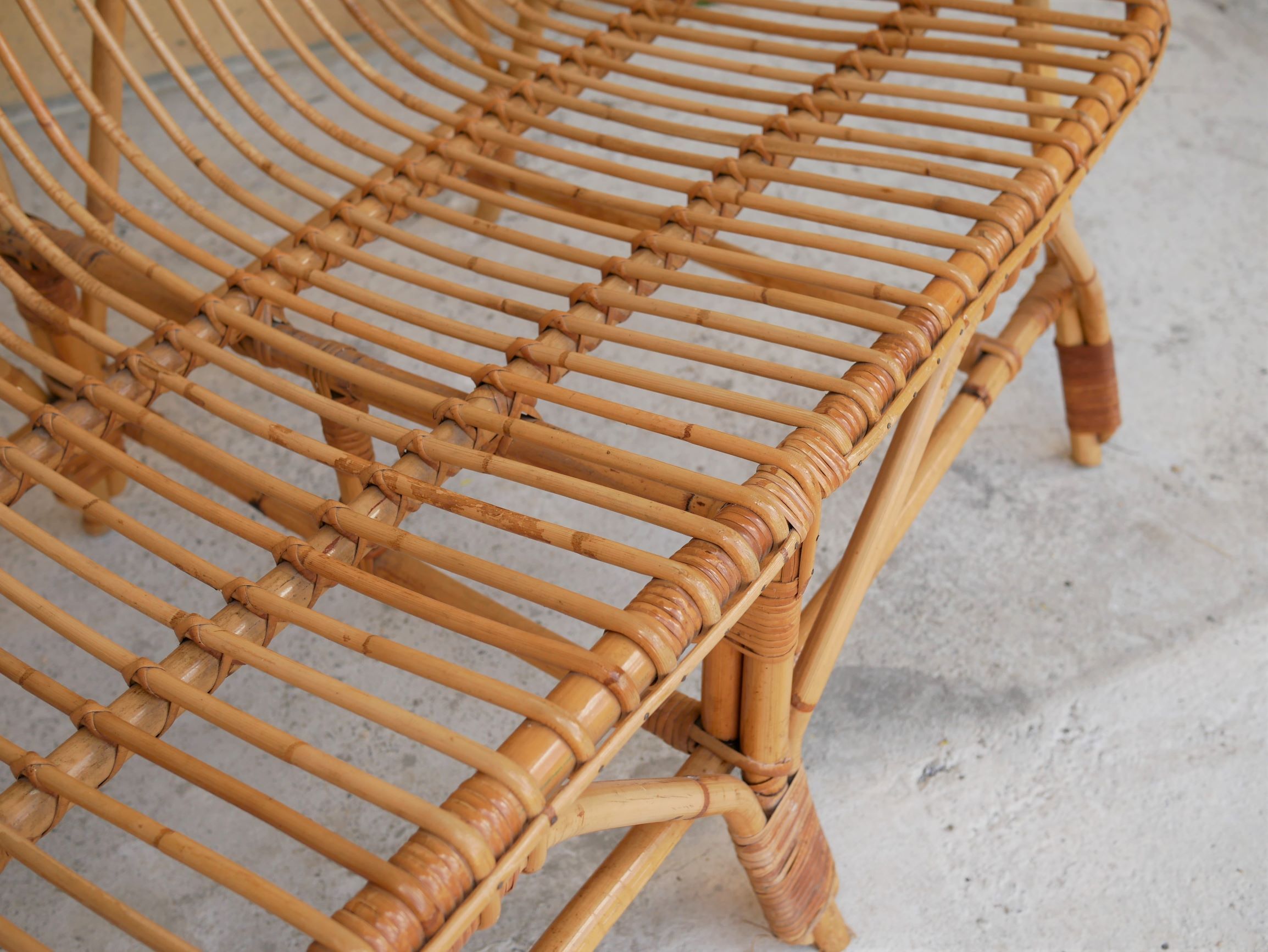 Vintage rattan bench