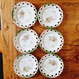 6 assiettes à desserts en porcelaine ajourée