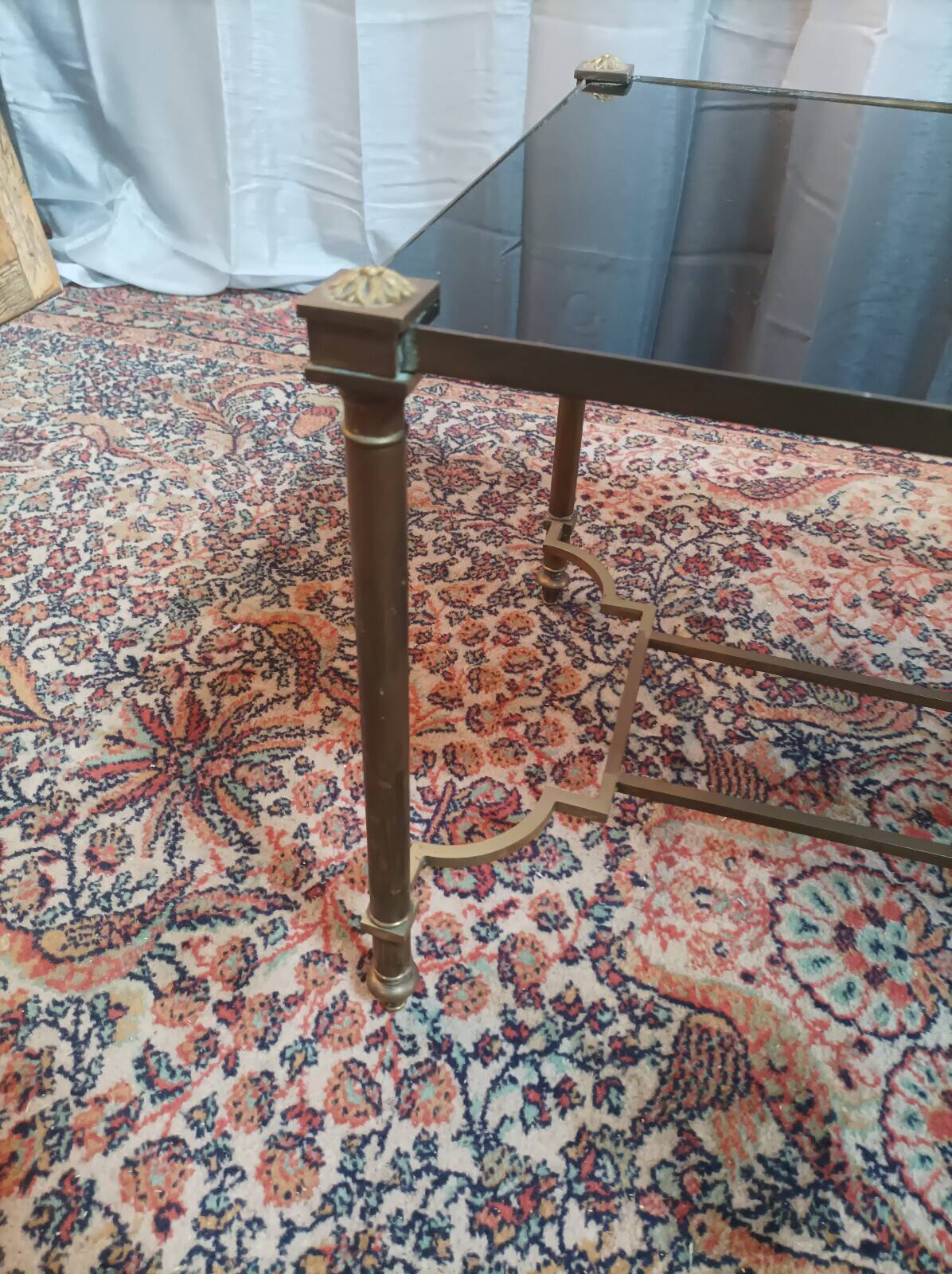 Vintage coffee table in brass and glass