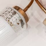 Wall lamp with 2 branches L 30 cm - H 30 cm - Size of embossed and white screen-printed glasses: H 15