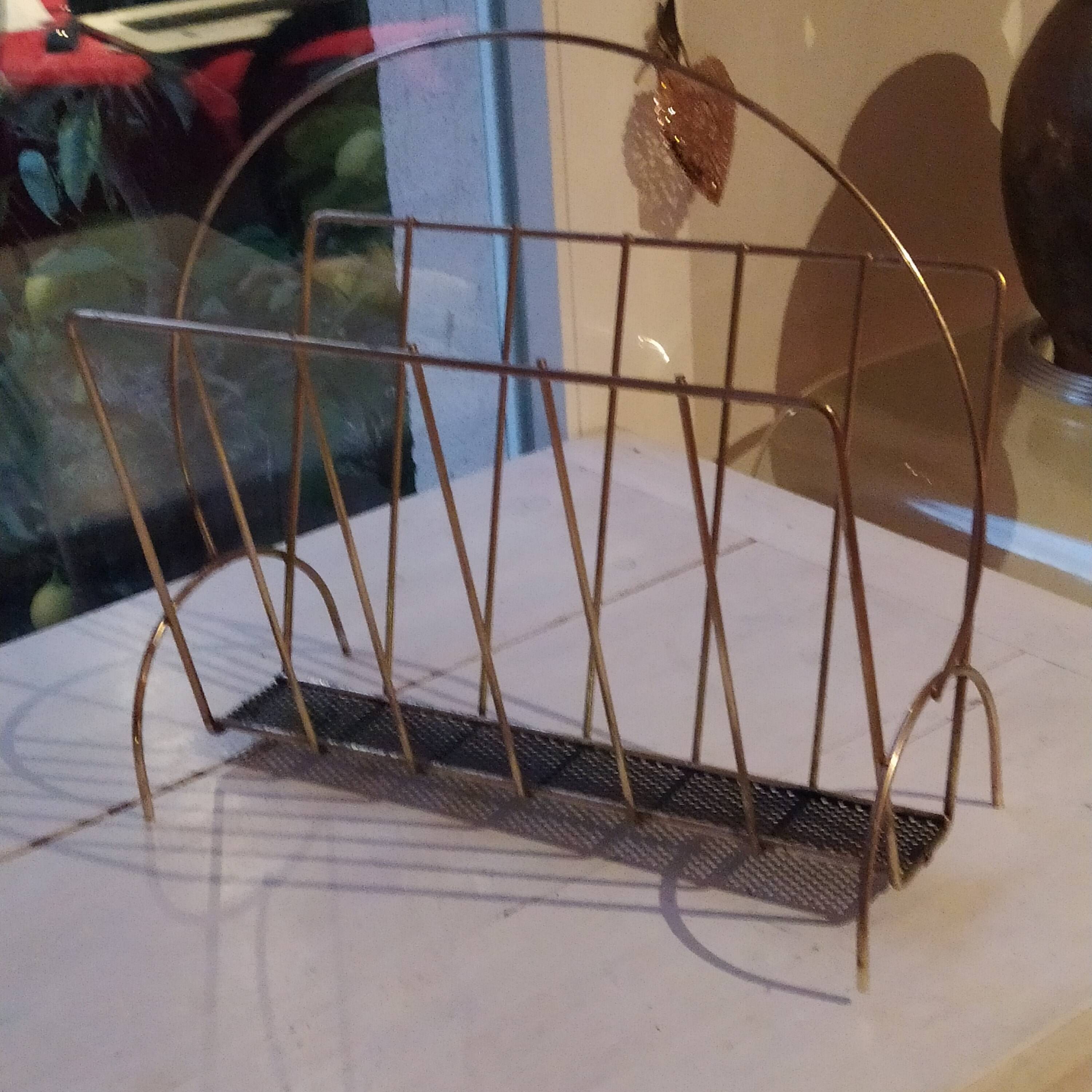 vintage metal magazine rack 1950