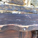 Large wall shelf with 2 wooden and brass shelves.