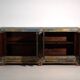 Old wooden entrance buffet in blue and yellow tones (circa 1920).