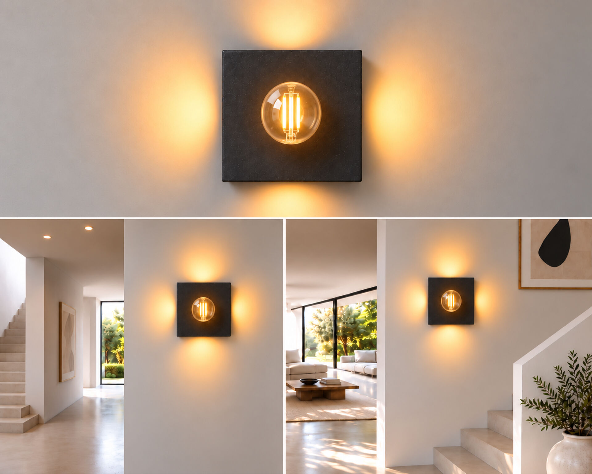 Black cement tile wall light