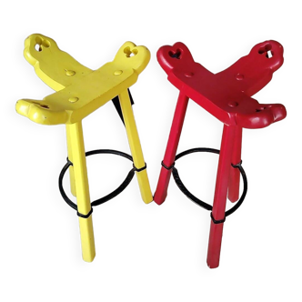 Pair of Brutalist Bar Stools