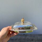 Acorn silver metal butter dish