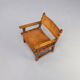 50s oak brutalist spanish chair with saddle leather