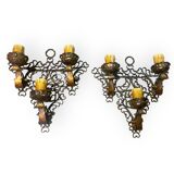 Pair of wrought iron sconces, 1980s
