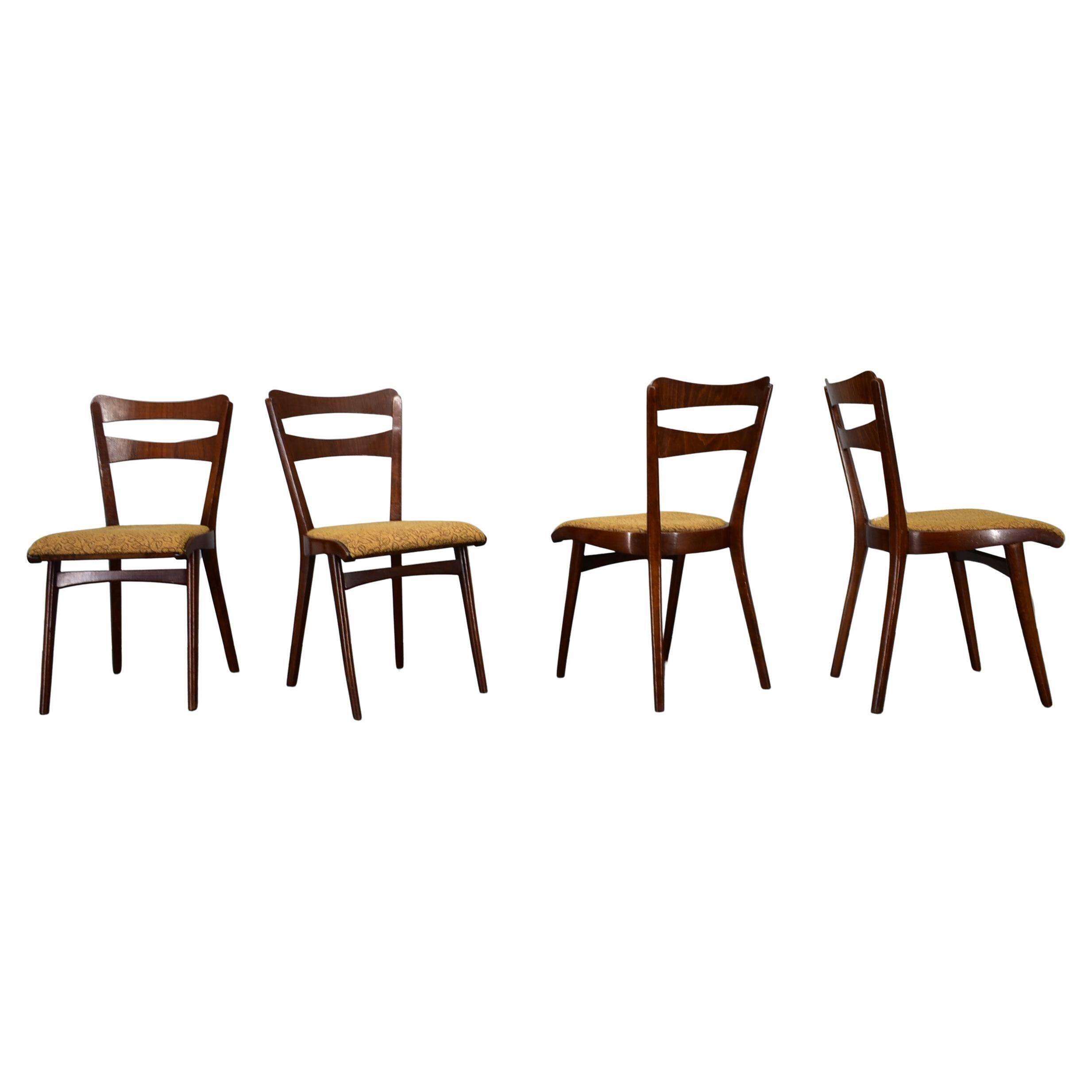 Vintage walnut dining chairs by Mier Topolcany, Czechoslovakia, 1960s, set of 4
