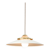 Vintage Italian Brass and Metal Saucer Pendant Lamp, 1970s