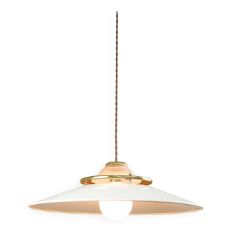 Vintage Italian Brass and Metal Saucer Pendant Lamp, 1970s