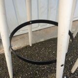 Pair of white and red 1950s bar stools