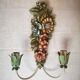 Paire d'appliques en bois sculpté polychrome