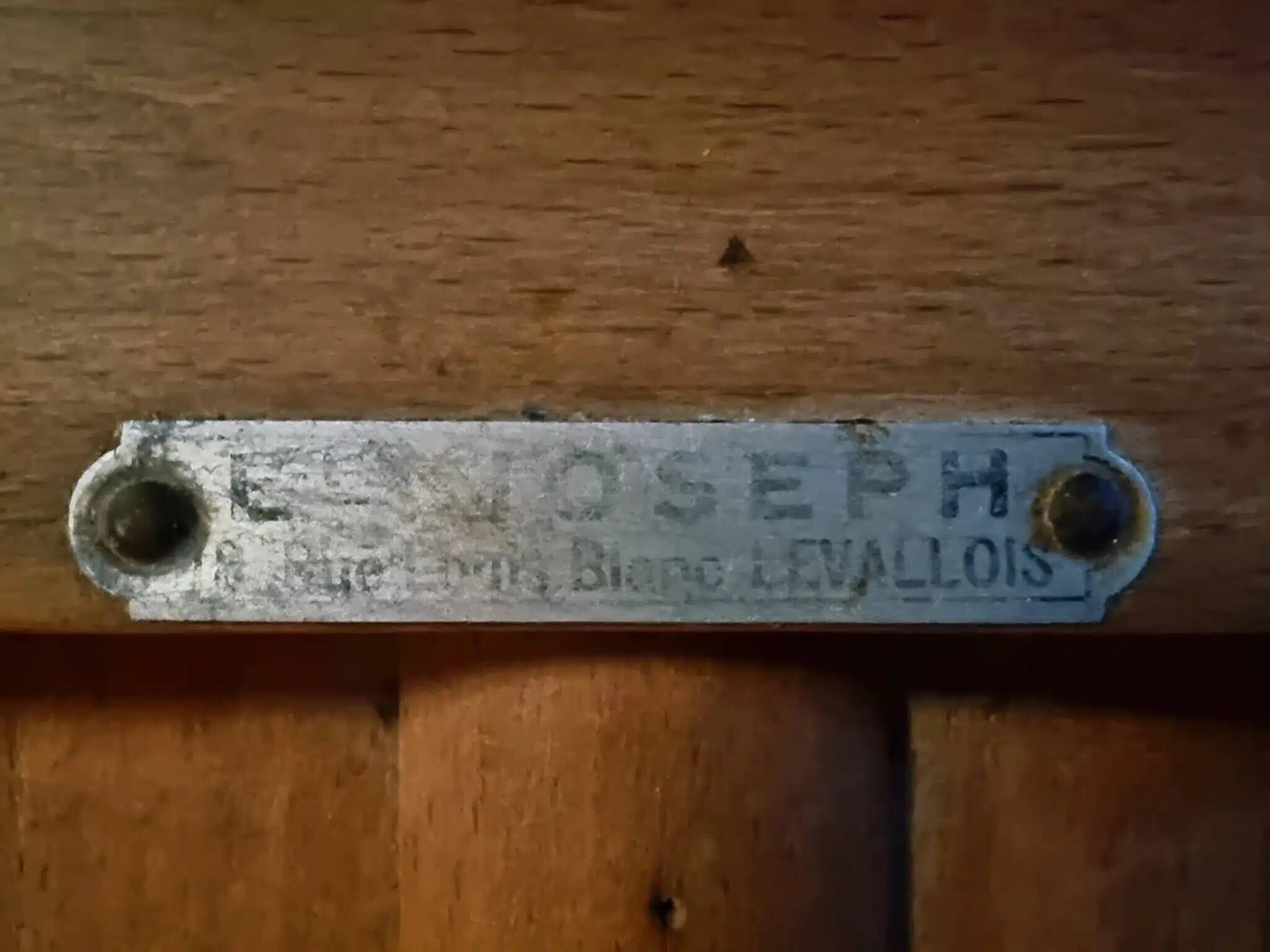 Vintage 1930s French bistro table – beech base, walnut top and nickel-plated stand