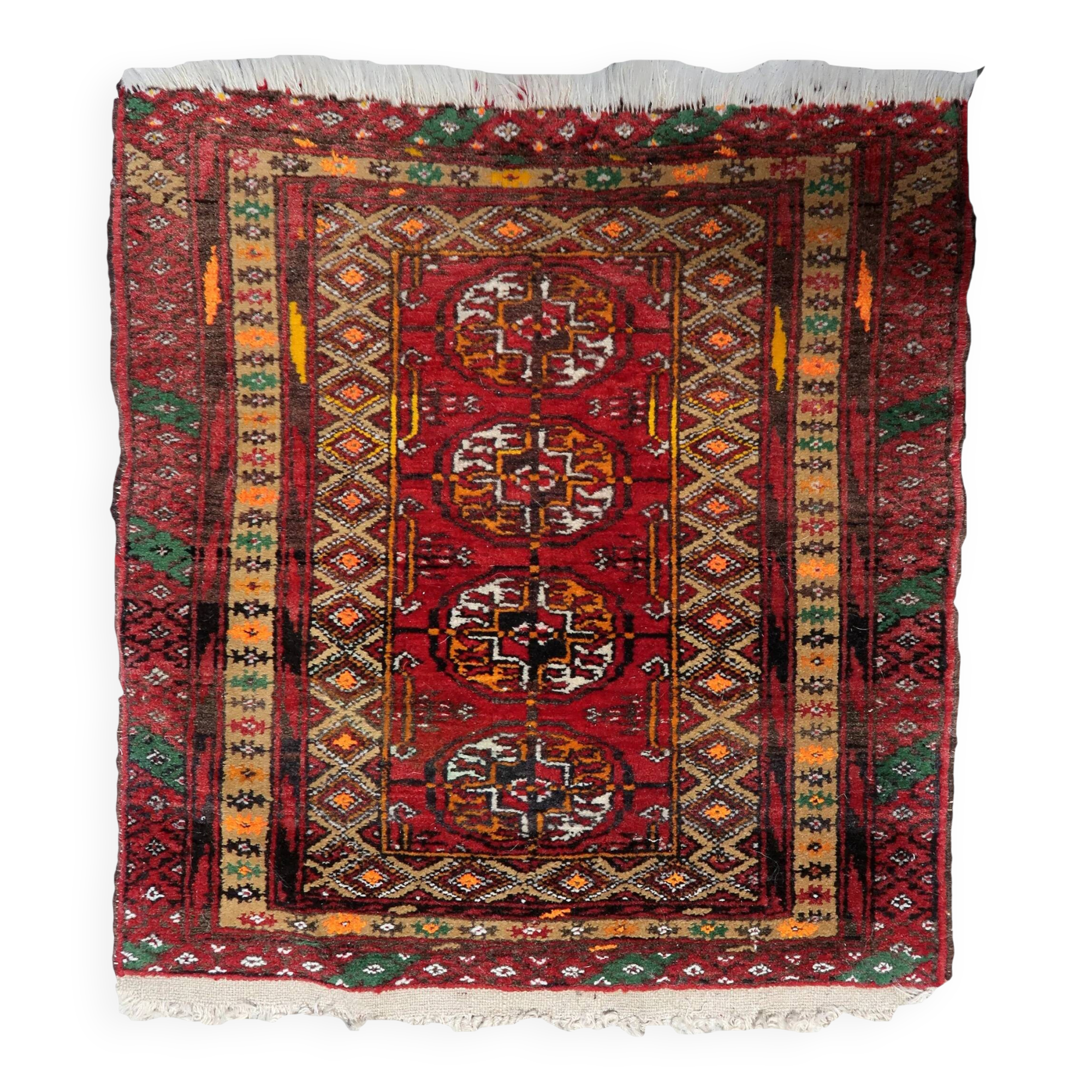 Handmade vintage Afghan Ersari mat 46cm x 50cm 1960s