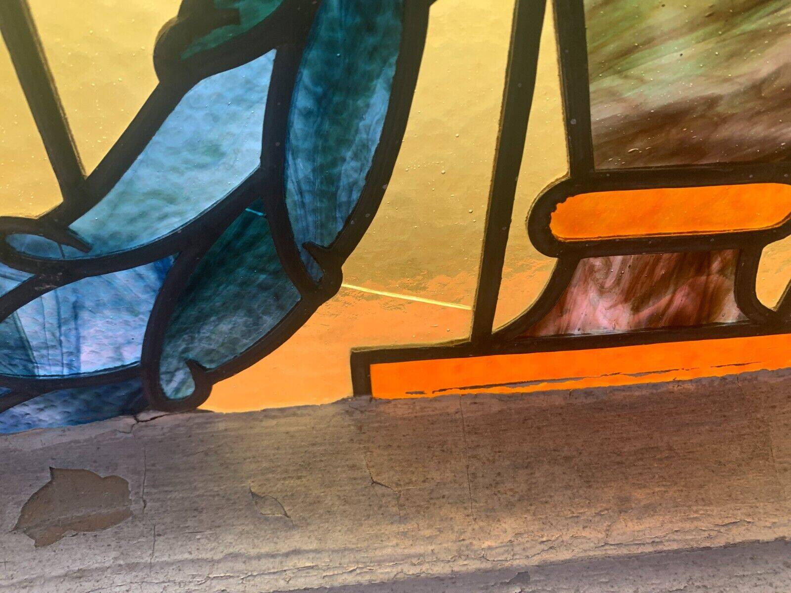 20th century Art Deco stained glass panel