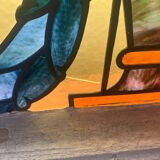 20th century Art Deco stained glass panel