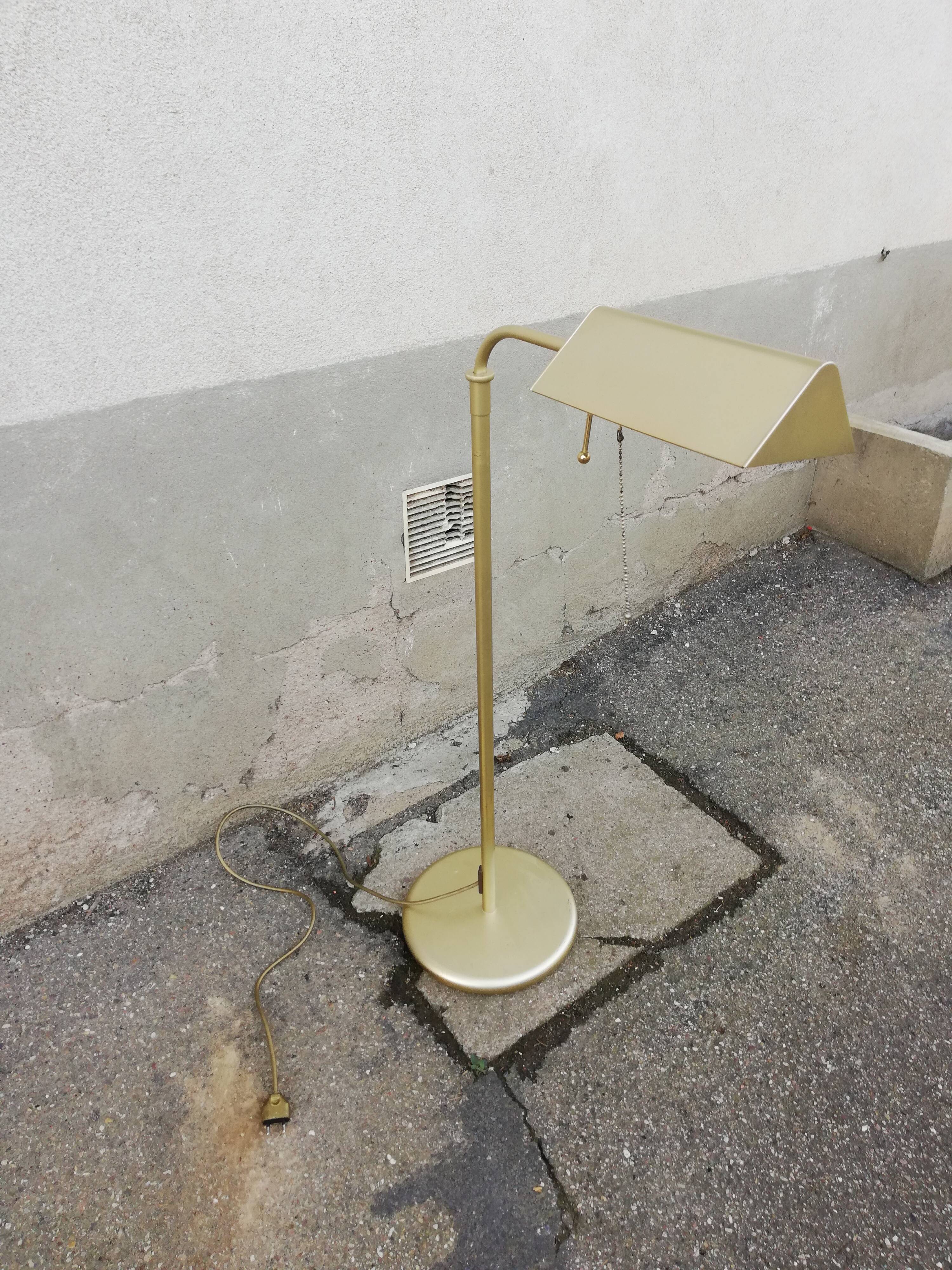 Vintage metal floor lamp painted gold