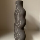 Raw black stoneware vase