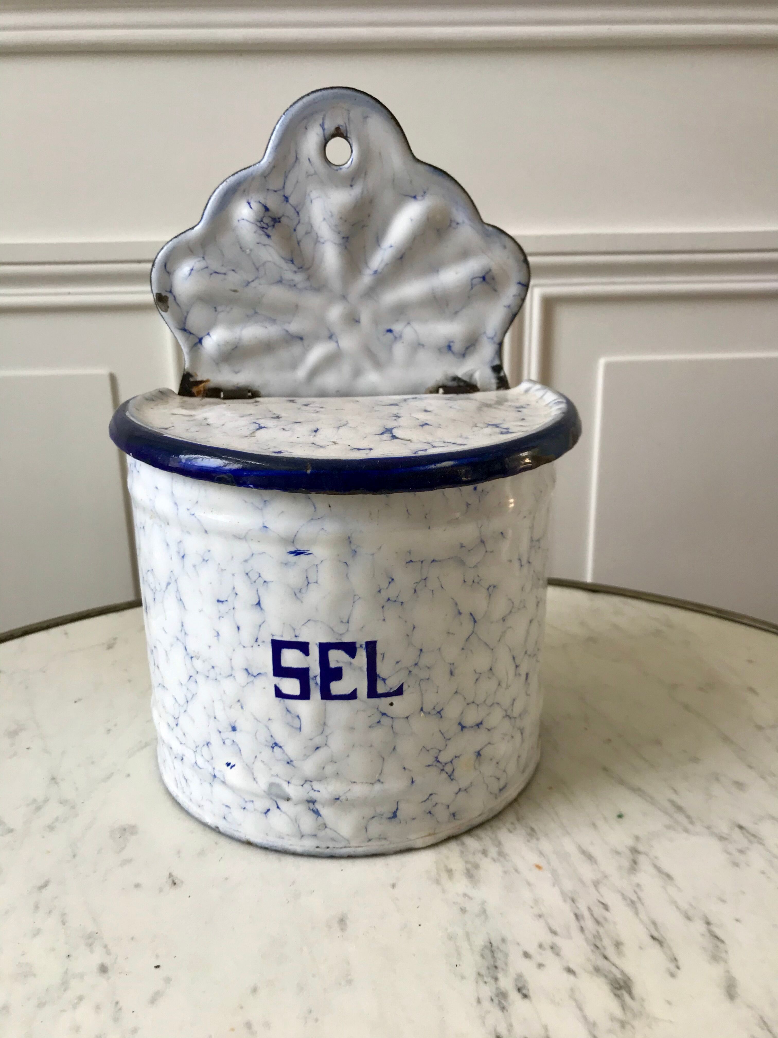 enamelled salt jar to be fixed early twentieth century