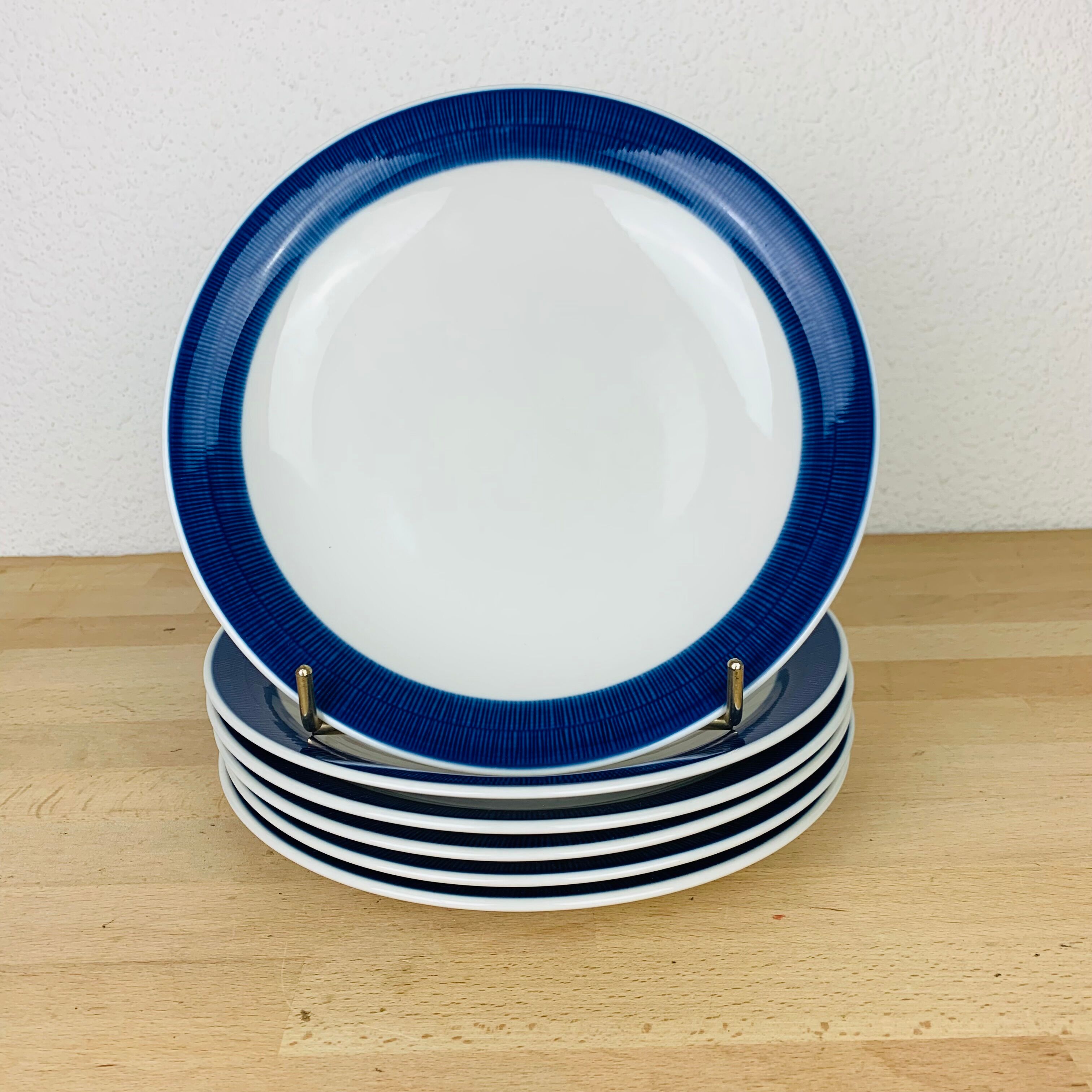 6 Koka ceramic dinner plates by Rörstrand Sweden, Scandinavian
