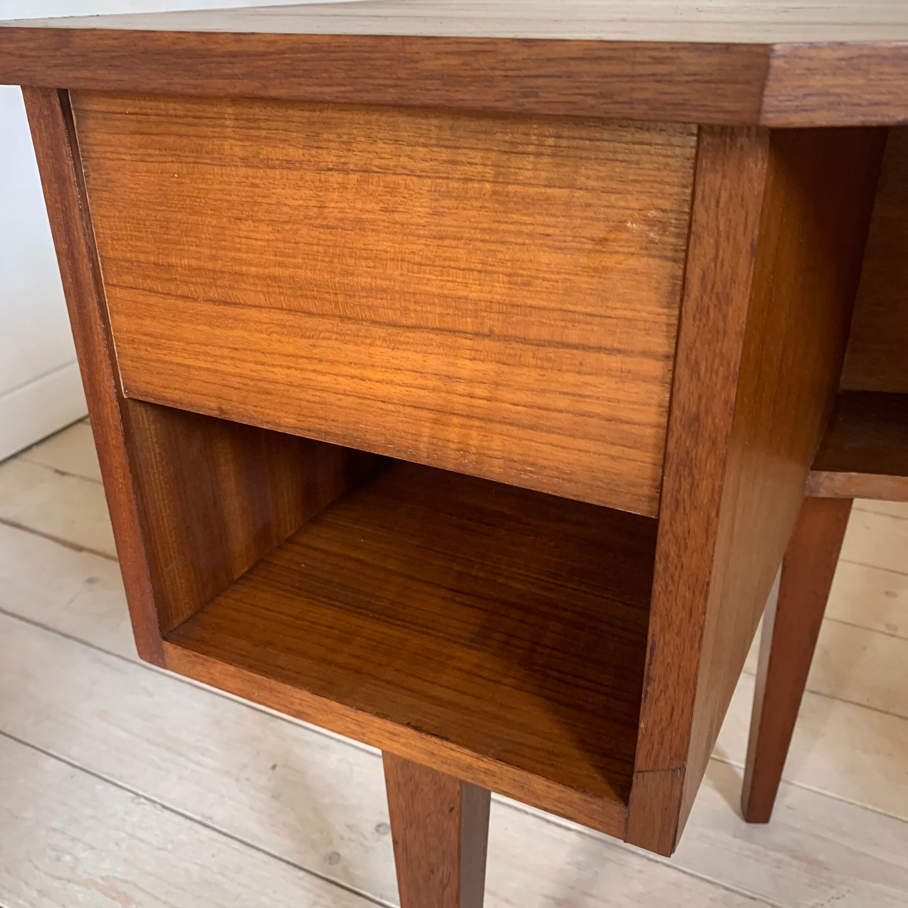 Vintage curved teak desk