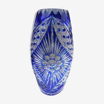 Vase bleu cristal de bohème hauteur 36.5 cm7