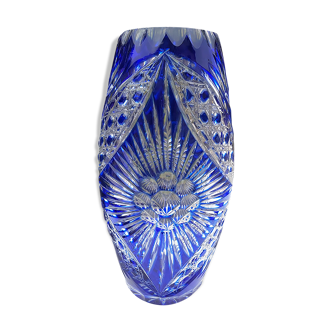 Vase bleu cristal de bohème hauteur 36.5 cm7