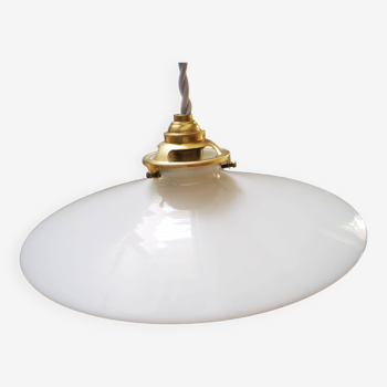 Old suspension lampshade opaline white walkman Art Deco 1930 Ø 25.5 cm n°3