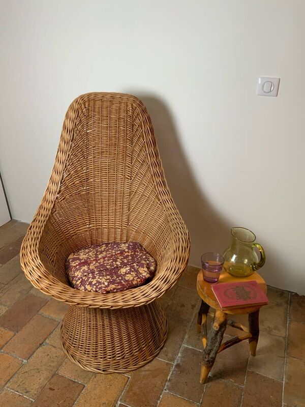 Fauteuil en osier tressé
