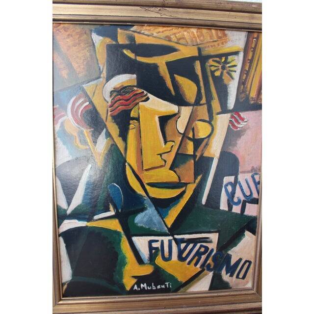 Mid 20th Century Cubist Portrait of Female Mixed-Media Painting
