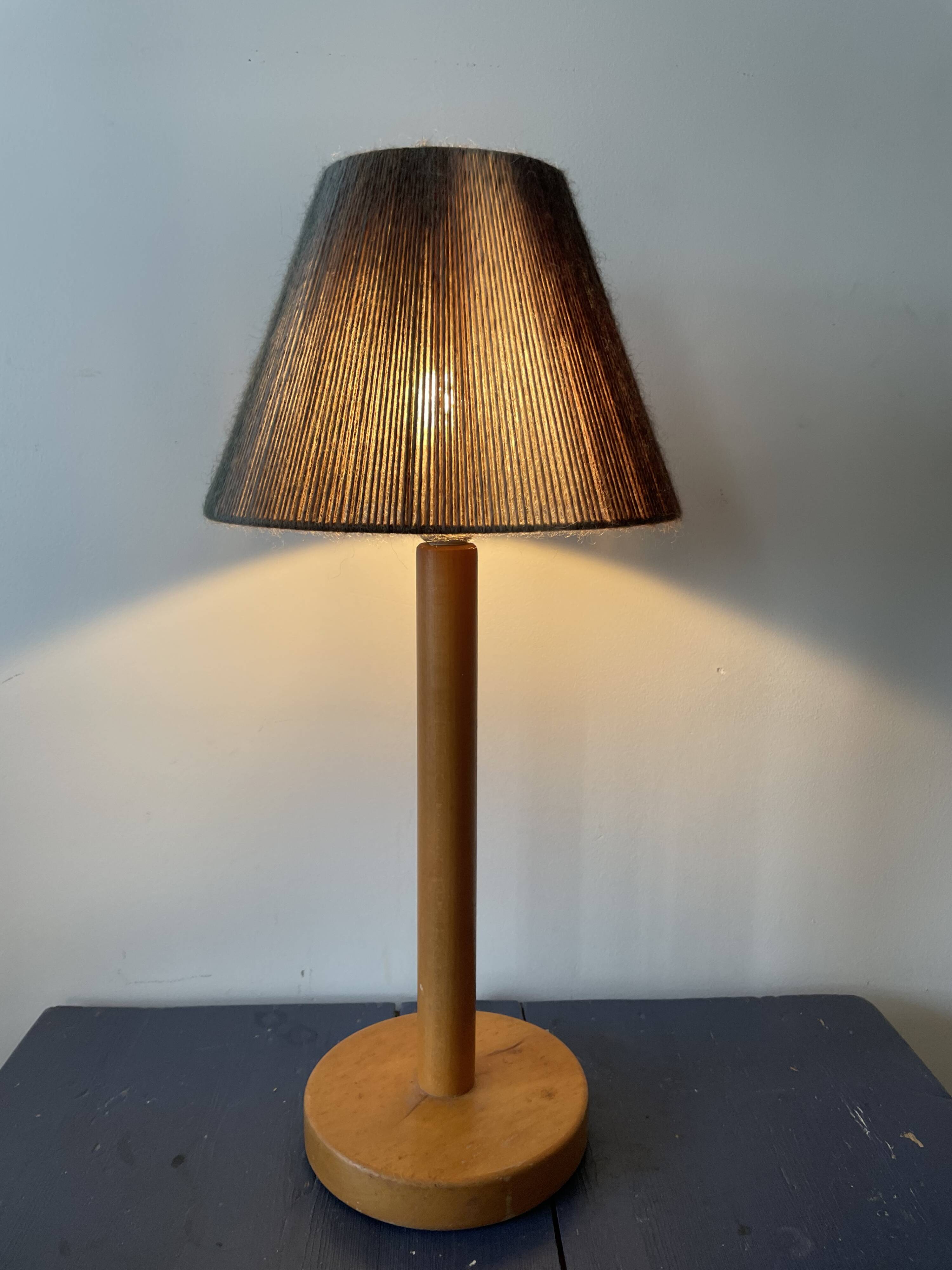 Vintage blond wooden lamp