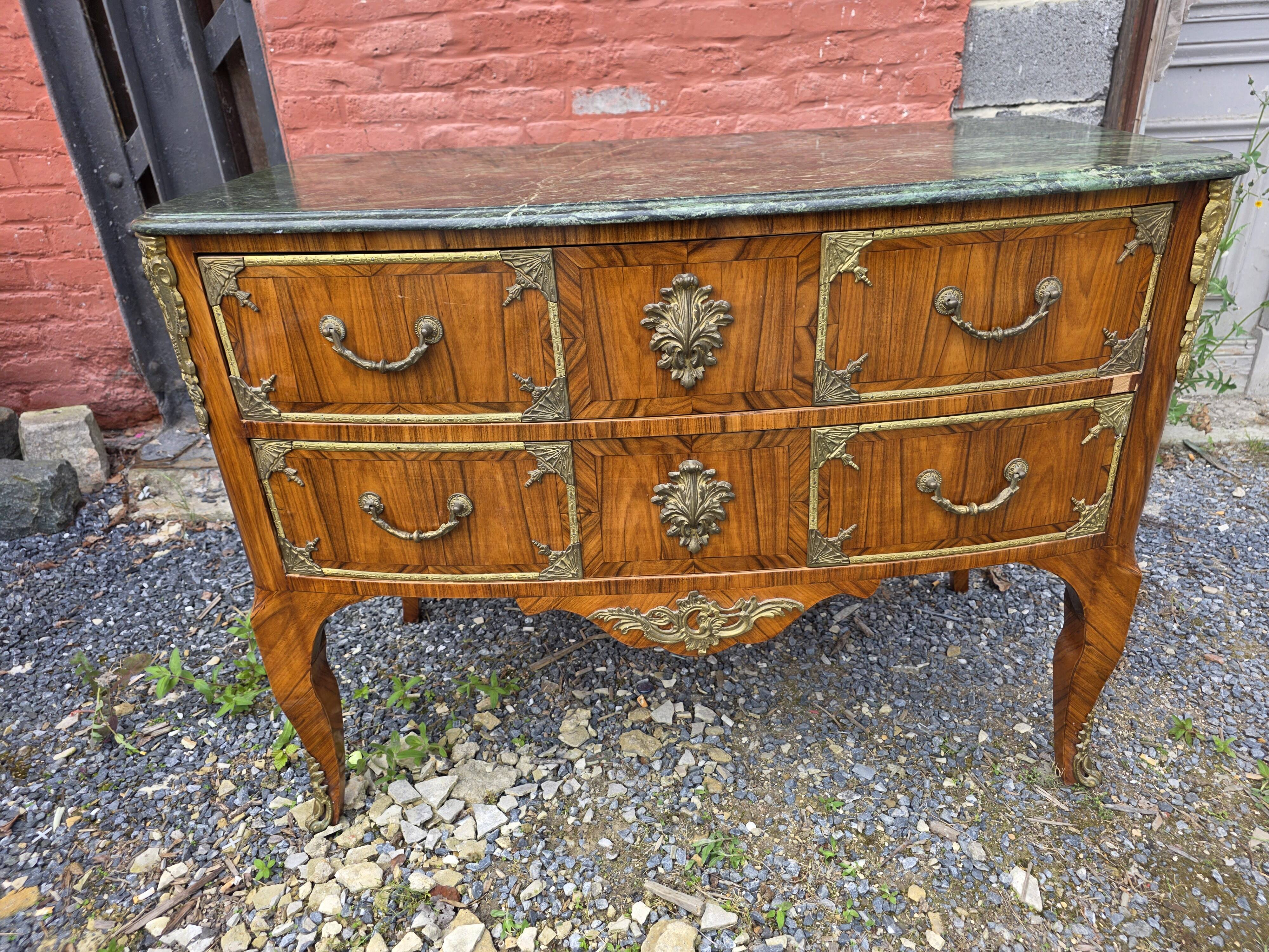 Curved Louis XV style commode in mahogany, mid-20th century.