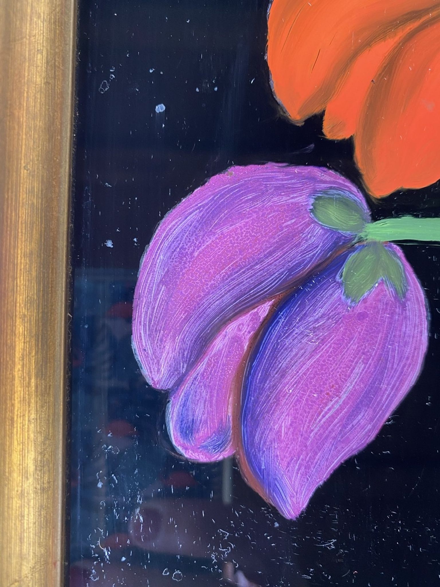 Tableau ancien , nature morte aux tulipes XX siècle