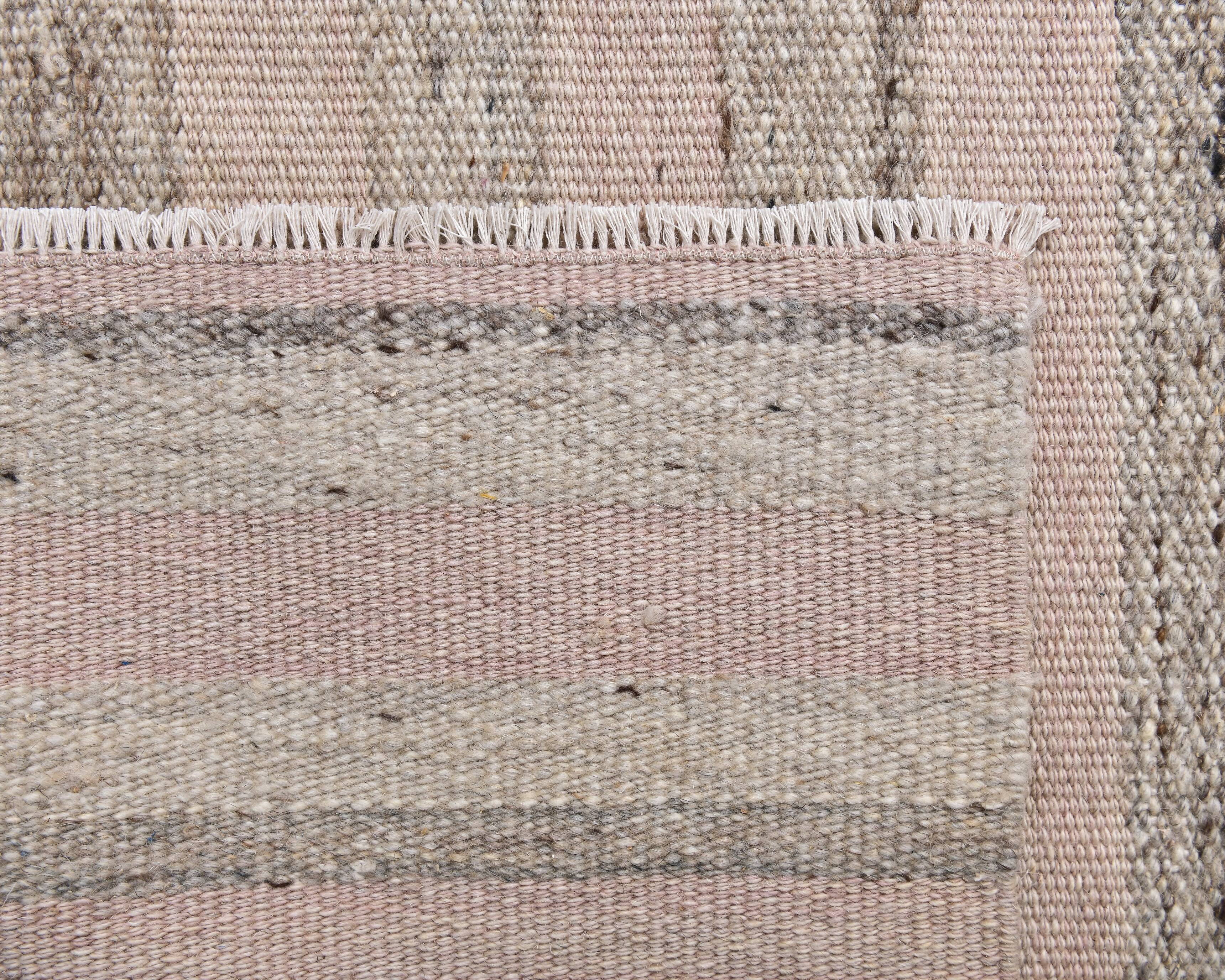 pink brown wool runner rug, Turkish vintage runner kilim  67x293 cm