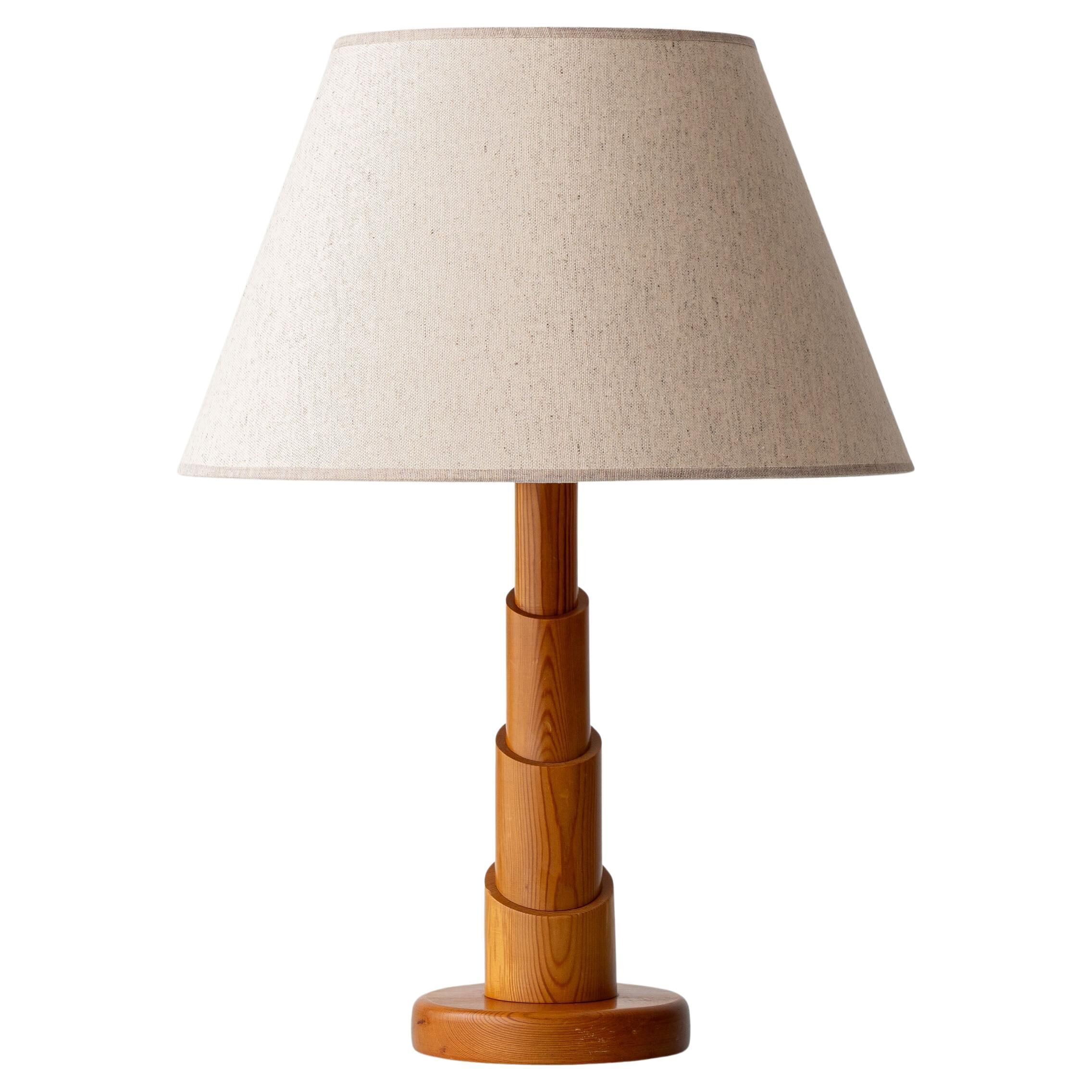 Scandinavian Modern Sculptural Solid Pine Table Lamp, circa 1970s