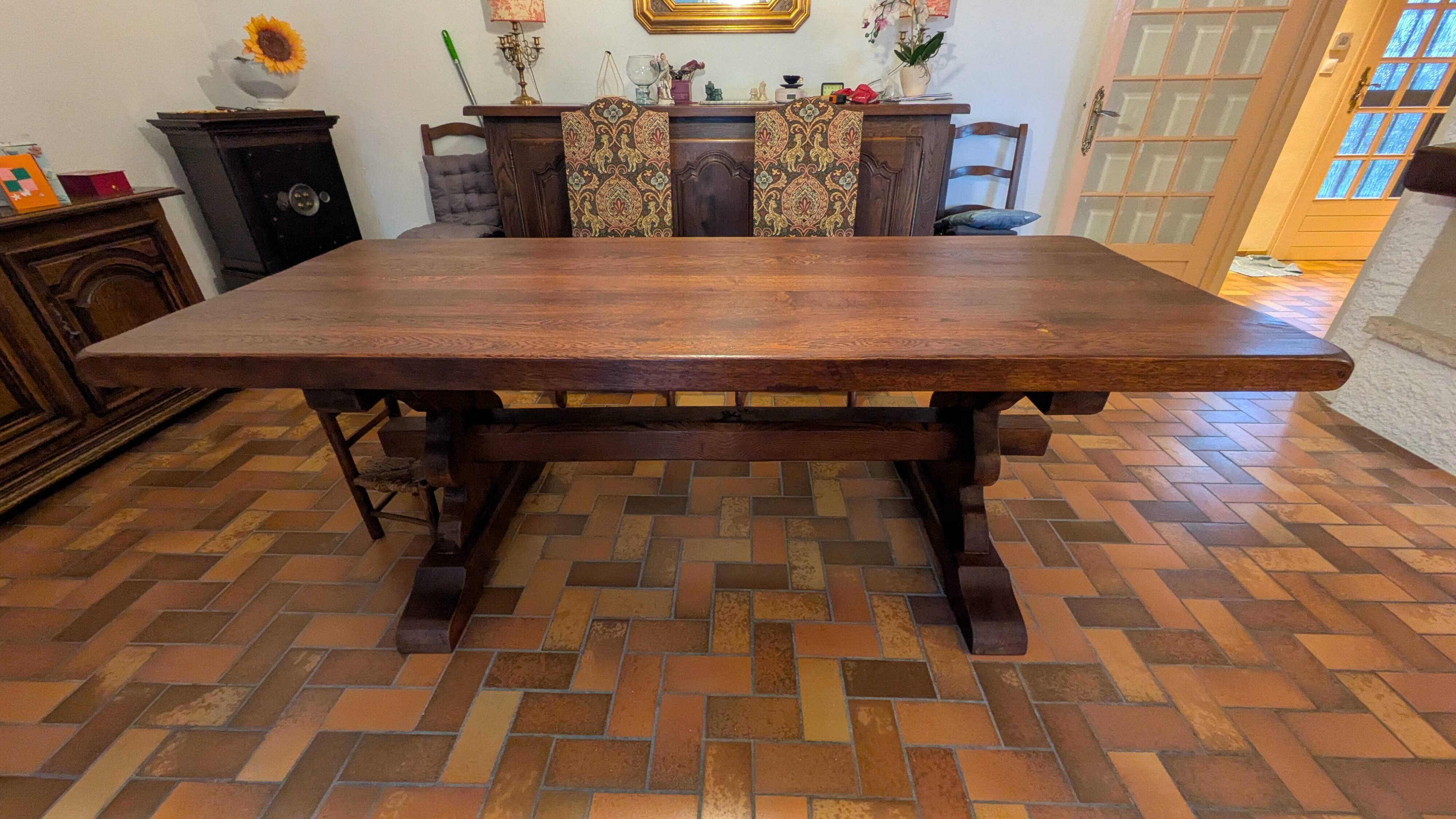 Large monastery table in solid oak