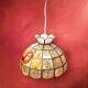 Suspension vintage en nacre et laiton décor fruits – luminaire rétro années 70