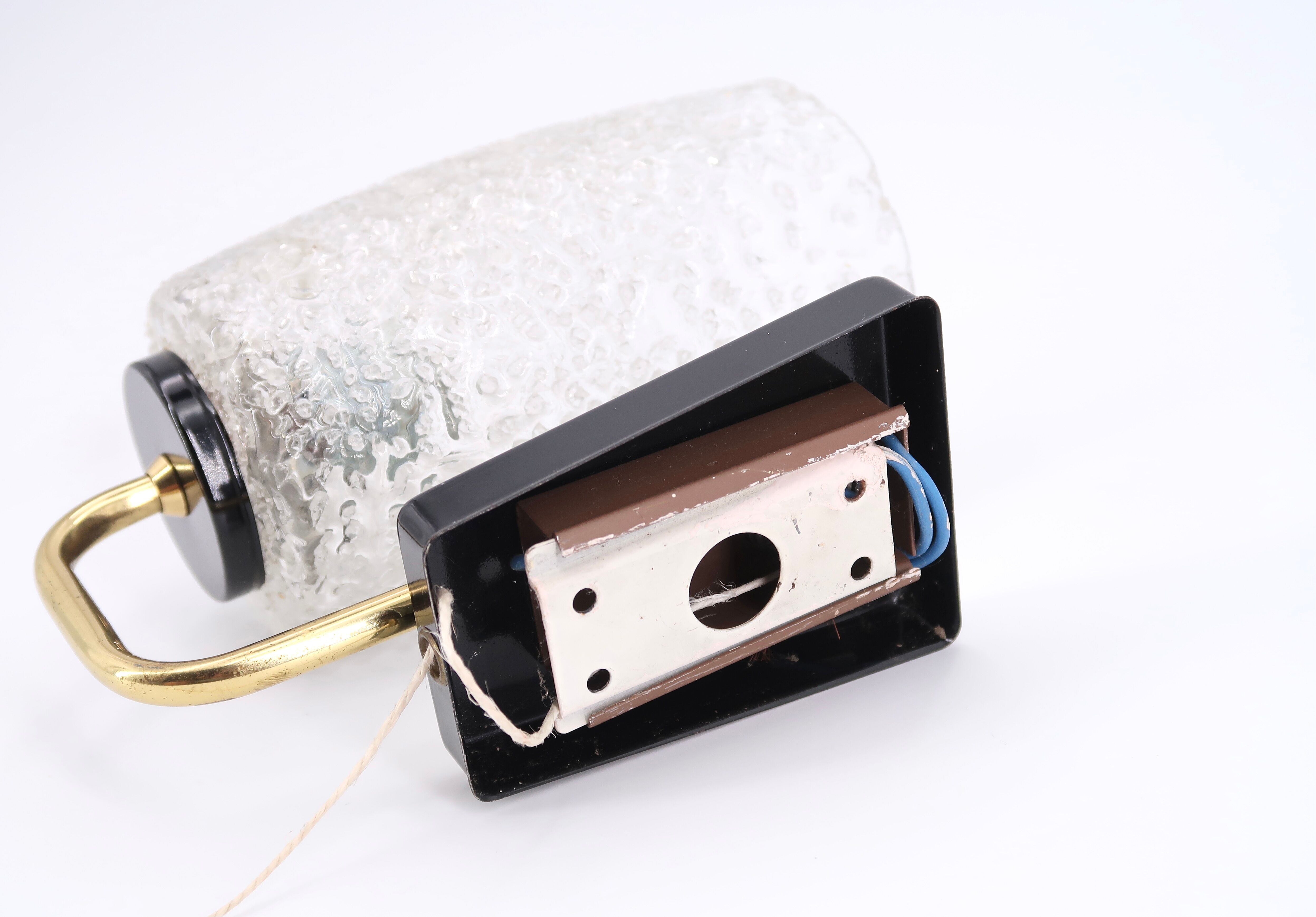 Pair of gold and black metal sconces, 50s