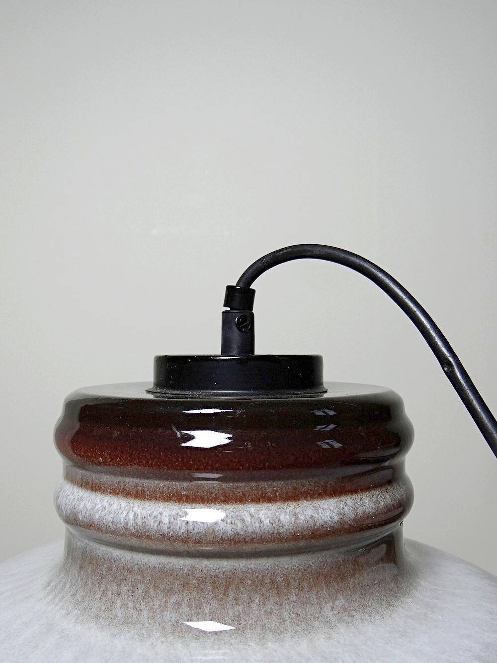 Pair of large Herda pendant lights in glazed ceramic, 1970s