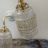 Pair of vintage electrified glass wall lamps