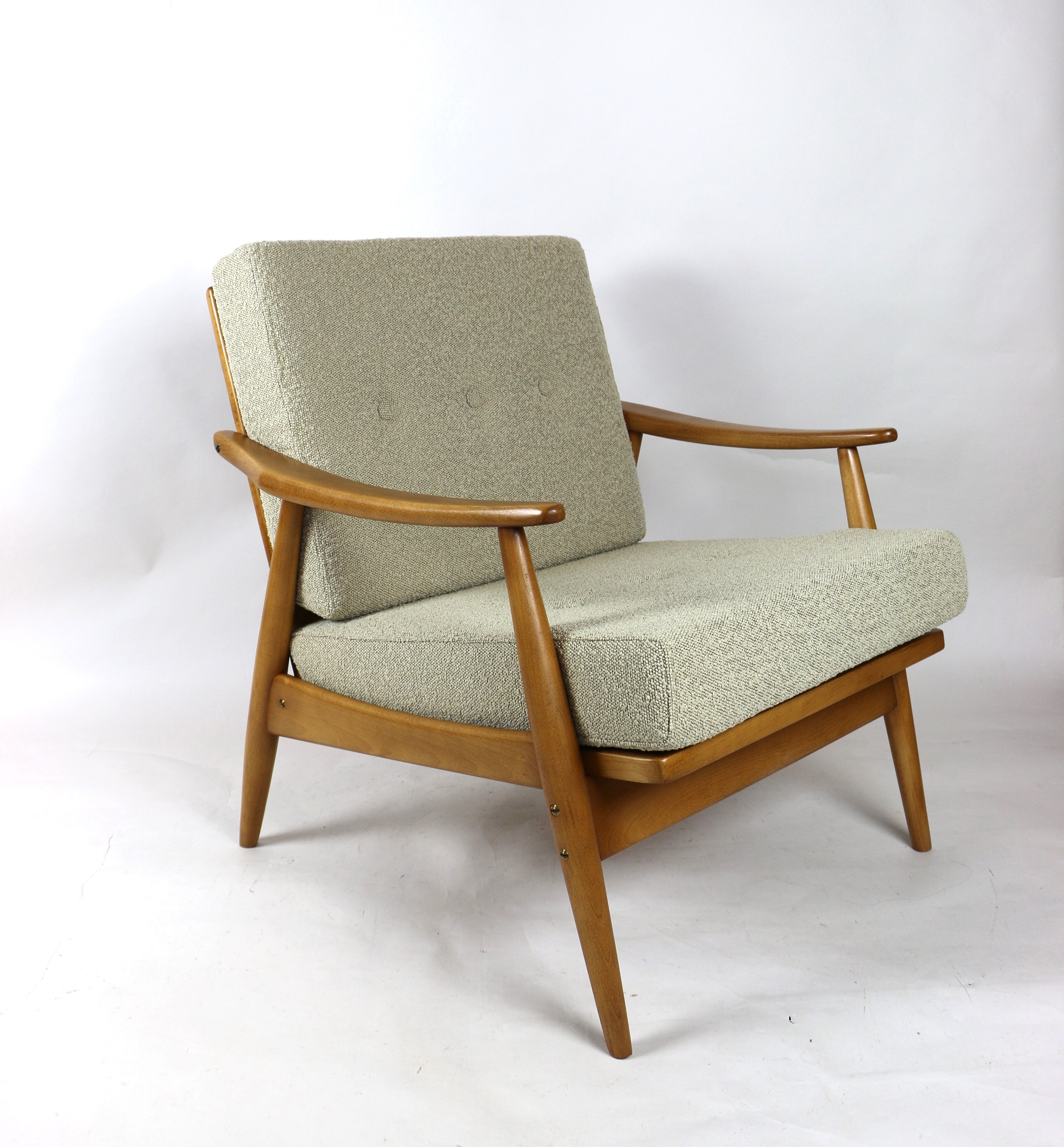 Beige boucle german bund armchair, 1970s